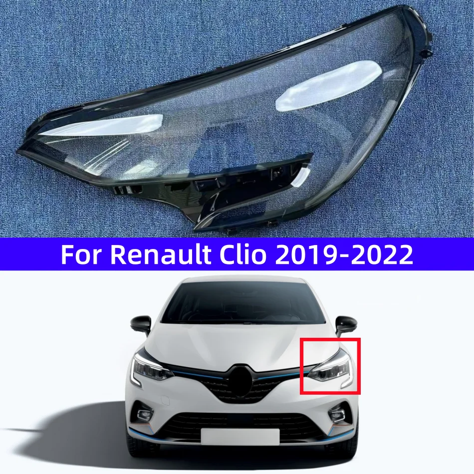For Renault Clio 2019 2020 2021 2022 Front Headlamp Cover Transparent Mask Lamp Shade Headlight Shell
