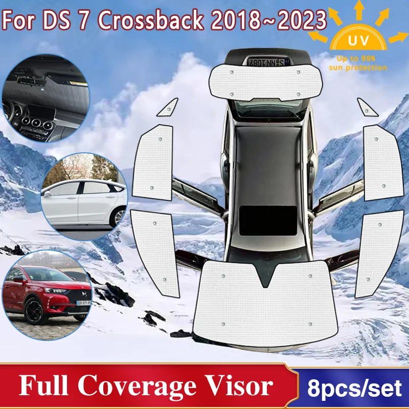 

Car Full Coverage Sunshades For Citroen DS7 DS 7 Crossback 2018~2023 2022 2021 Windshield Side Window Protect Visor Accessories