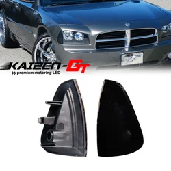 2PCS Smoked / Chrome Lens Car Front Side Marker Indicator Light Housing Shells Kit For 2006-2010 Dodge Charger, No Bulb /Socket