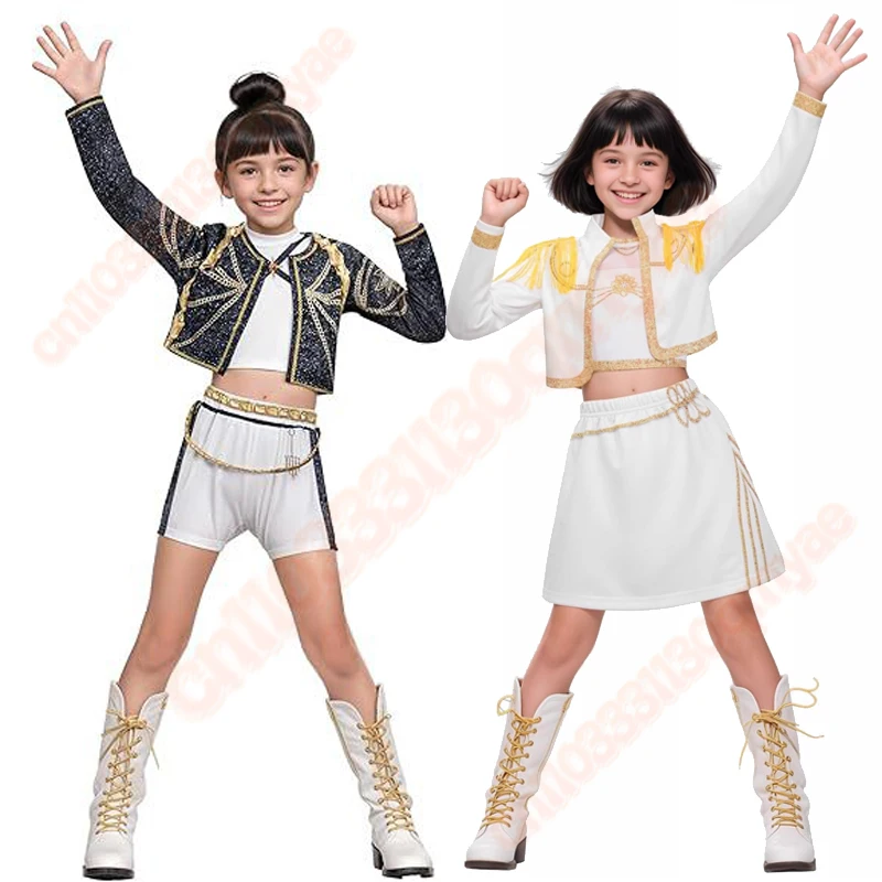 

Kids Girls 3D Print Rumi Mira Zoey Cosplay Costume Kpop Demon Hunter Huntrix Outfit Halloween Party Costume for Children