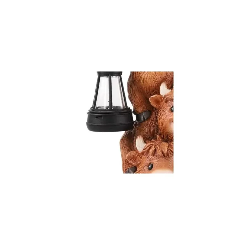 Solar Cow Lantern Resin Garden Statue Outdoor Auto On Off Warm LED Night Light Patio Lawn Yard Decor