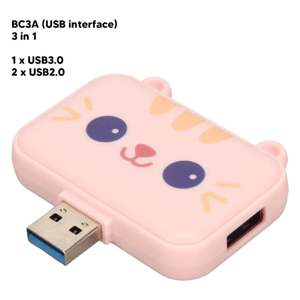 

Удобный в переноске многофункциональный USB-хаб 3-в-1, Plug and Play, розовый, расширитель USB-портов: USB A на USB 3.0 и 2 USB 2.0, для клавиатуры
