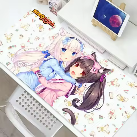 Anime Mouse Pad Large Nekopara Cute XXL Gaming Mousepad Gamer Girl Pc Accessories Deskmat Keyboard Mat Desk Protector MausePads