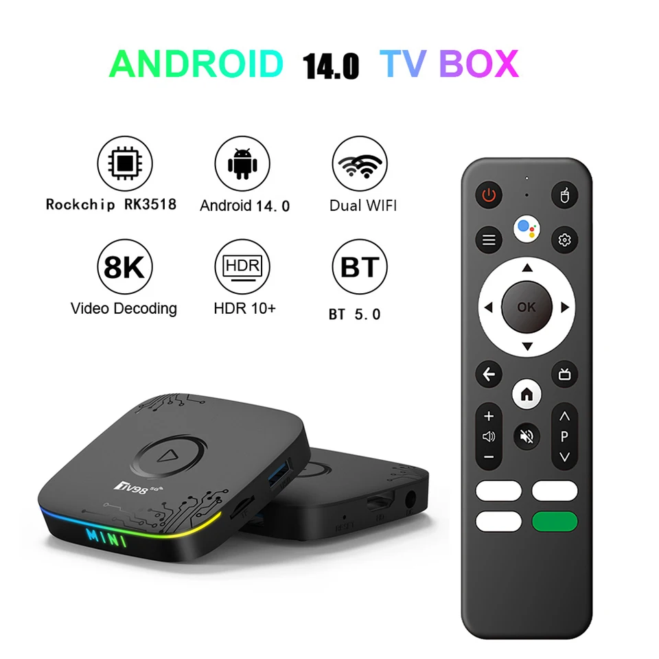 TV Box HD 8K 4K Android 14 Dual WiFi 4G 5G Set Top Box TV98