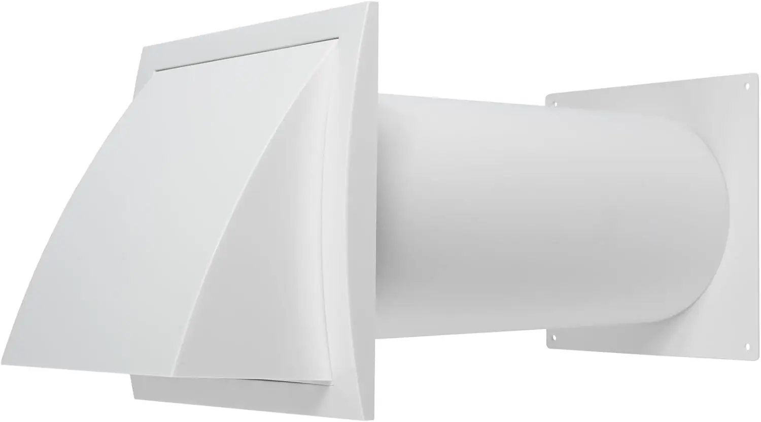 

5 Inch Plastic Through Wall Ventilation kit - Dryer Vent Hood with Adjustable Pipe and Duct Connector - White - Dryer exhaust