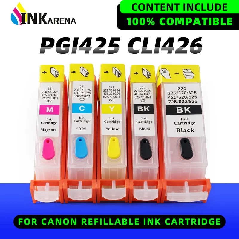 PGI425 CLI426 Refillable Ink Cartridge Compatible For Canon IP4840 IP4940 IX6540 MX714 MX884 MX894 MG5140 MG5240 MG5340 MG6140