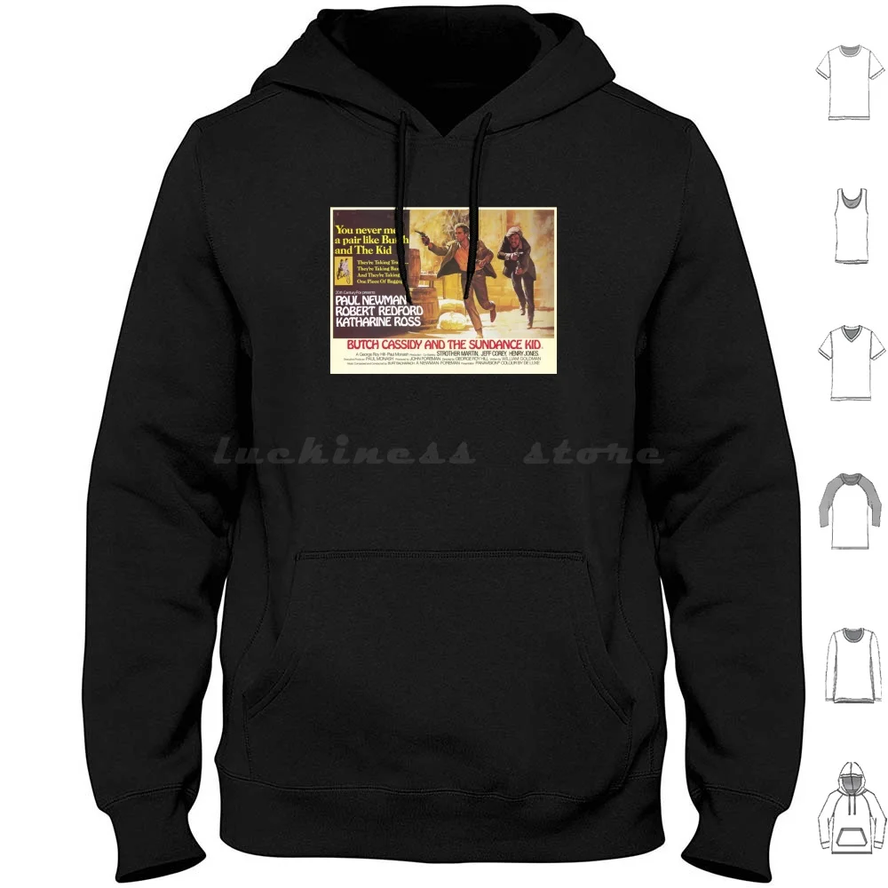 Butch Cassidy y The Sundance Kid Sudadera con capucha de algodón de manga larga Butch Cassidy Robert Paul Newman película película antigua