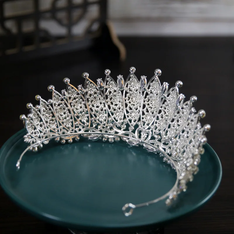 Baroque Luxury Handmade Crystal Bridal Tiaras Cubic Zircon Crown Rhinestone Pageant Diadem Headpieces Wedding Hair Accessories