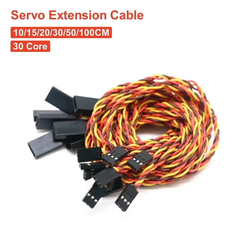 

10PCS 10/15/20/30/50/100cm Anti-interference Servo Extension Cable 30 Core for Futaba JR Servo for RC Helicopter Car Part Toy