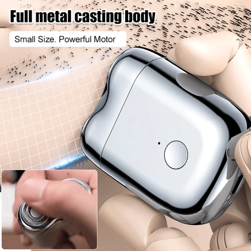Men's Dual Head Magnetic Suction Electric Shaver TYPE-C Charging Waterproof Portable Electroplated