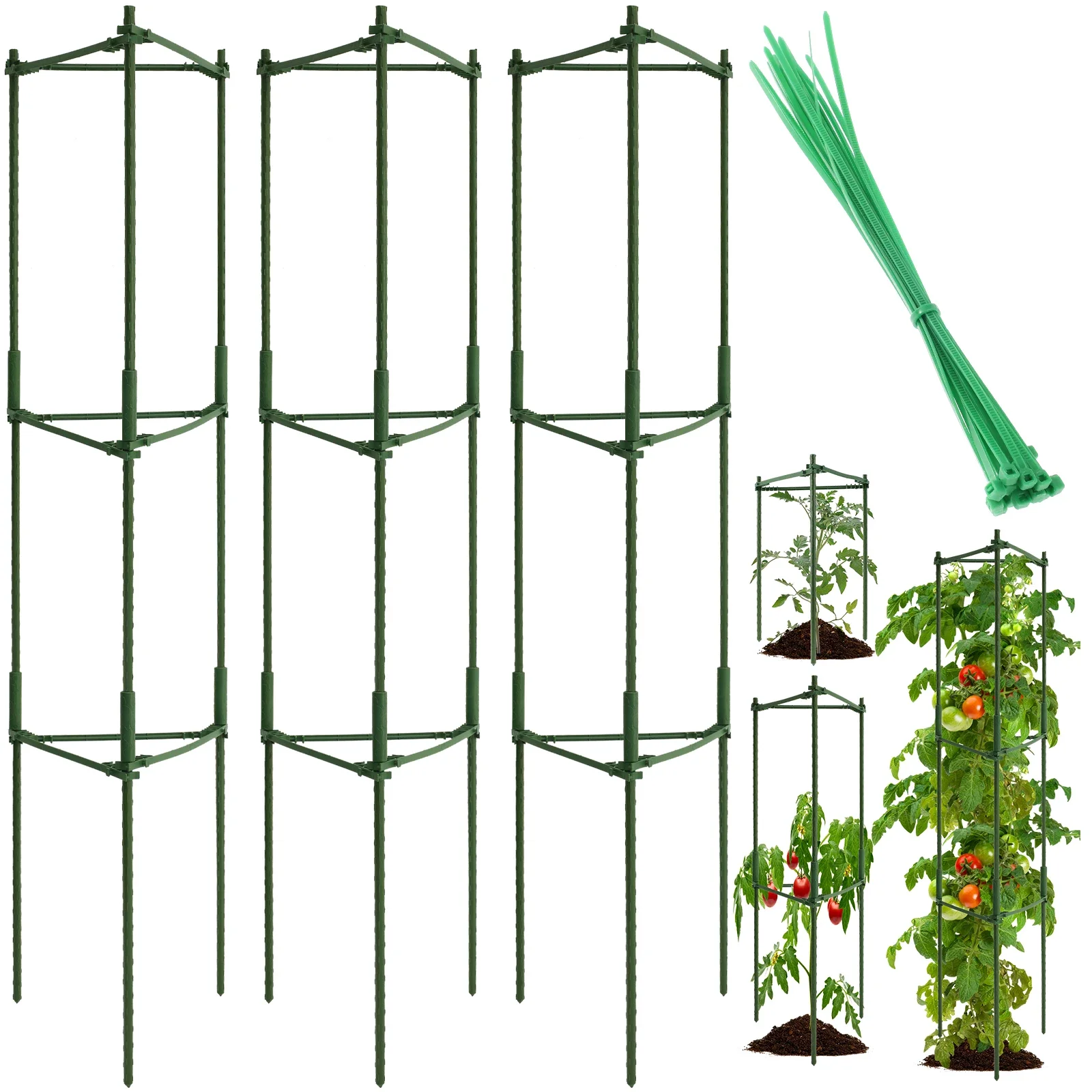 

Tomato Cage Tomatoes Trellis Assembled Tomato Plant Cage Garden Vegetable Cages Durable Plant Tower Stakes Cucumber Trellis