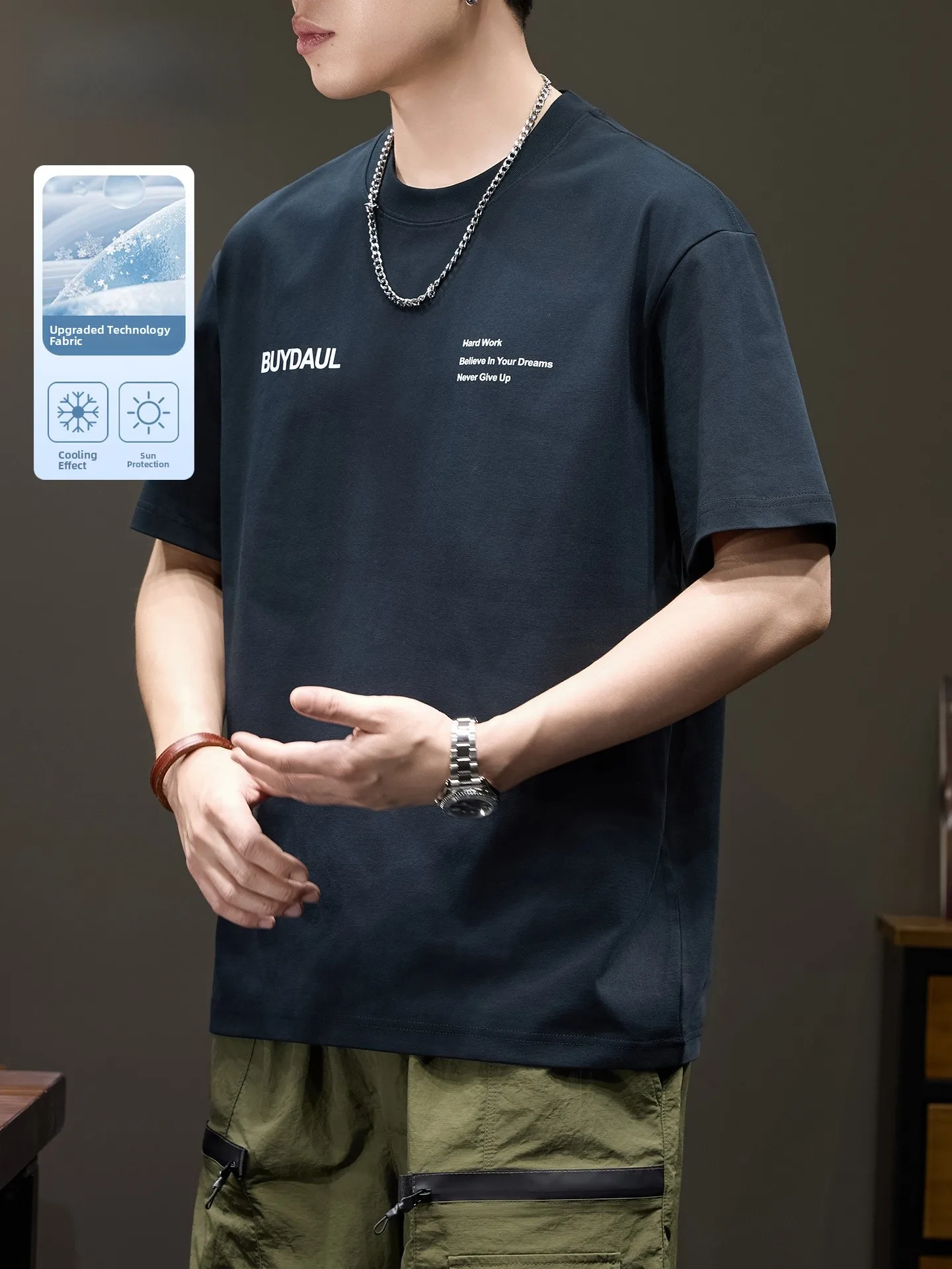 

Мужская футболка свободного кроя с круглым вырезом и коротким рукавом, с буквенным принтом, летняя, быстросохнущая, спортивная, комфортная, дышащая