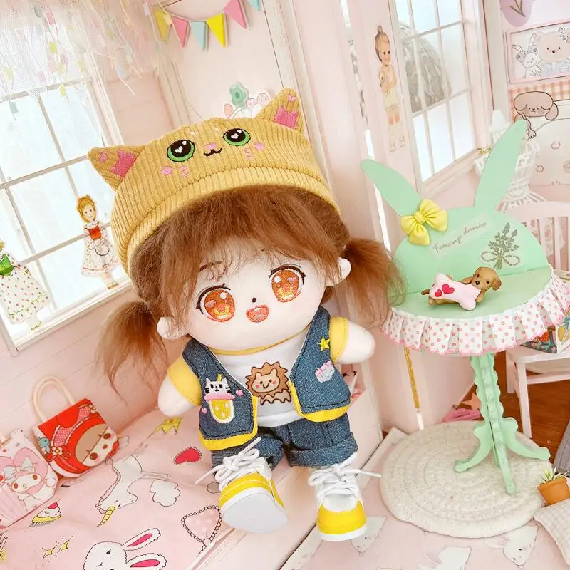 20CM Doll Clothes Lovely Hat+Vest+Shorts+T-Shirt Dolls Accessories For Our Generation Korea Kpop EXO idol Dolls Gift