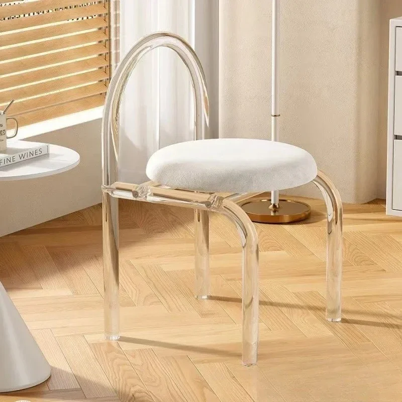 Trending Acrylic Vanity Chair - Crystal Clear Makeup Stool for Bedroom & Balcony, Ethereal Dressing Seat with Nordic Style