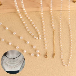 Stainless Steel Necklaces For Women Pearl Necklace Choker Necklace Simple Handmade Strand Bead Chain Necklace Jewelry Gift