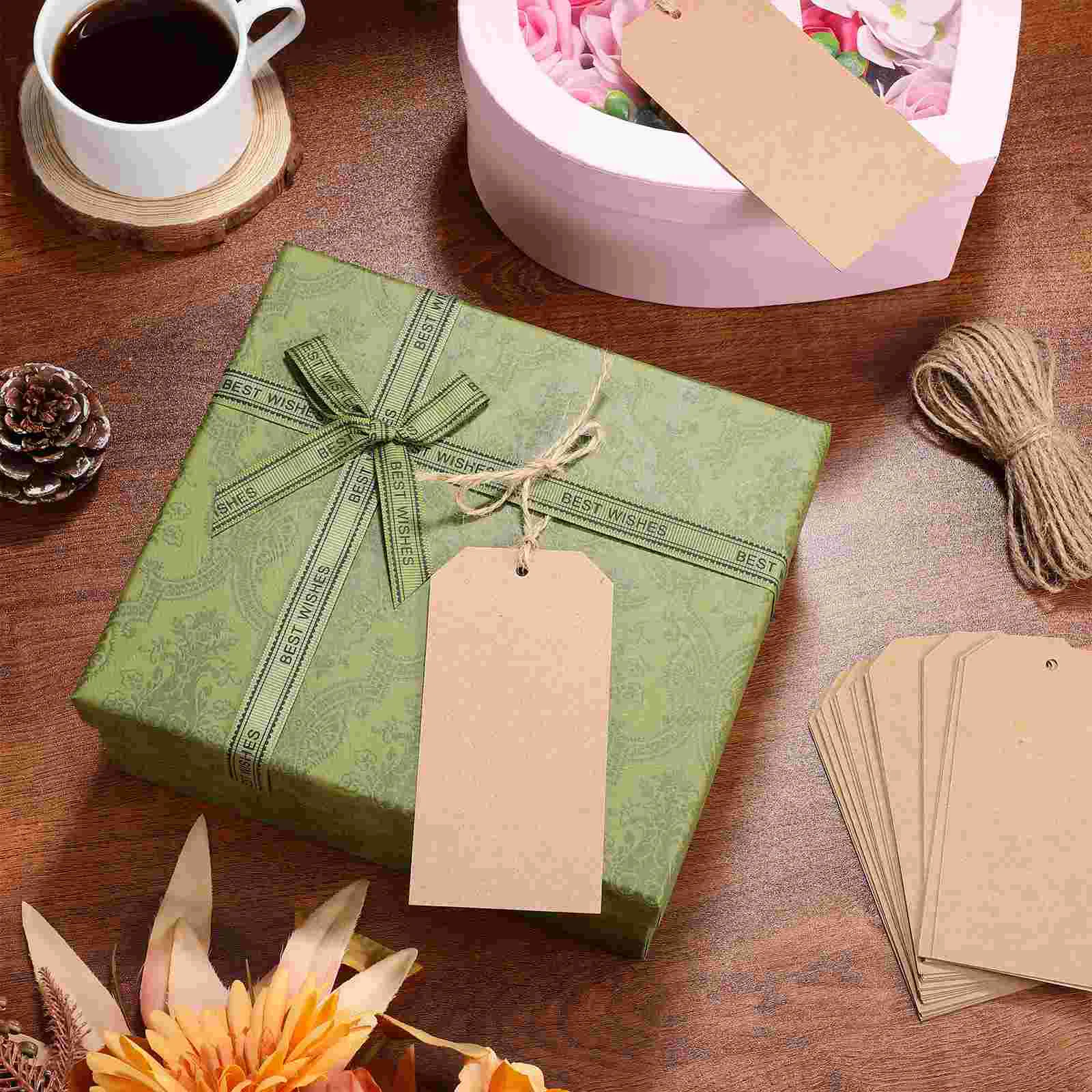 200 Pcs Kraft Paper Blank Shipping Tags For Handmade Items Label Double Sided Wire Labels