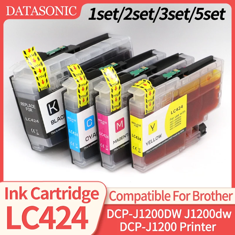 1set~5set Europe LC424 LC 424 Compatible for Brother DCP-J1200DW J1200dw DCP-J1200 Printer Ink Cartridges 424 LC424BK