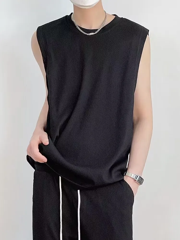 

Летний мужской жилет из ледяного шелка, свободный круглый Ne Svel, повседневная спортивная цветная футболка, модные молодежные длинные брюки