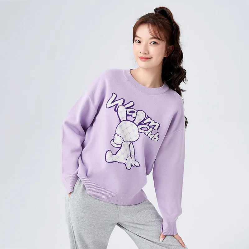 Semir Sweater Women Rabbit Jacquard Personalized 2022 Winter New Loose Sweet Cool Sweater