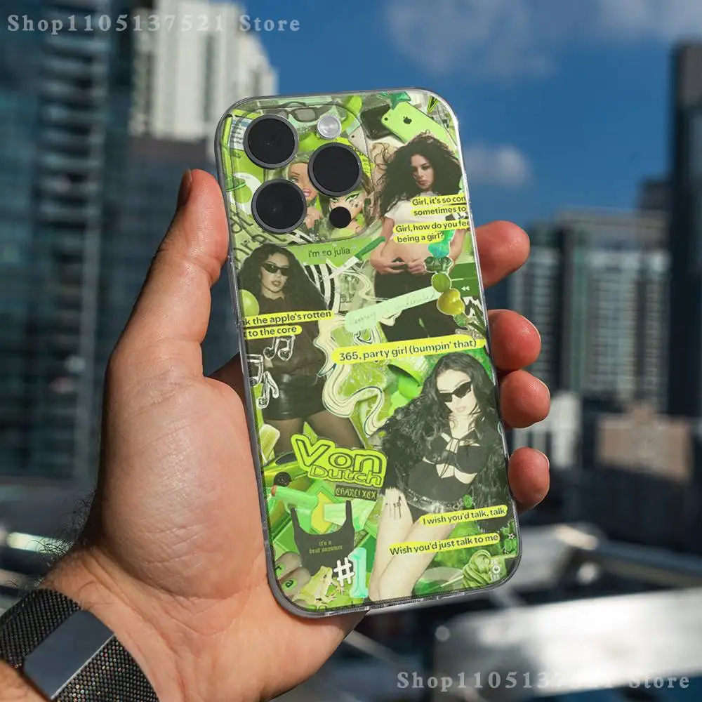 Custodia per telefono C-Charli X-XCX B-BRAT per iPhone 17,16,15,14,13,12,11 Pro,Max,Plus,X,XS,XR,SE4,E Mini Cover morbida trasparente