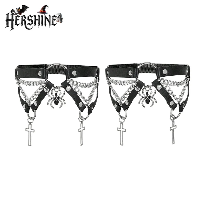 

HERSHINE, состоящие из 2 предметов, женские модные леггинсы с крестом-пауком, Y2K, готический стиль, студенческий стиль, уличный хип-хоп, аксессуары для Хэллоуина, потому что