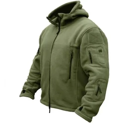 New Men's Outdoor Warm Fleece Jacket Cold Proof Charge Jacket Solid Color Tactical Sport Warm Fleece Hooded Hunting Jacket