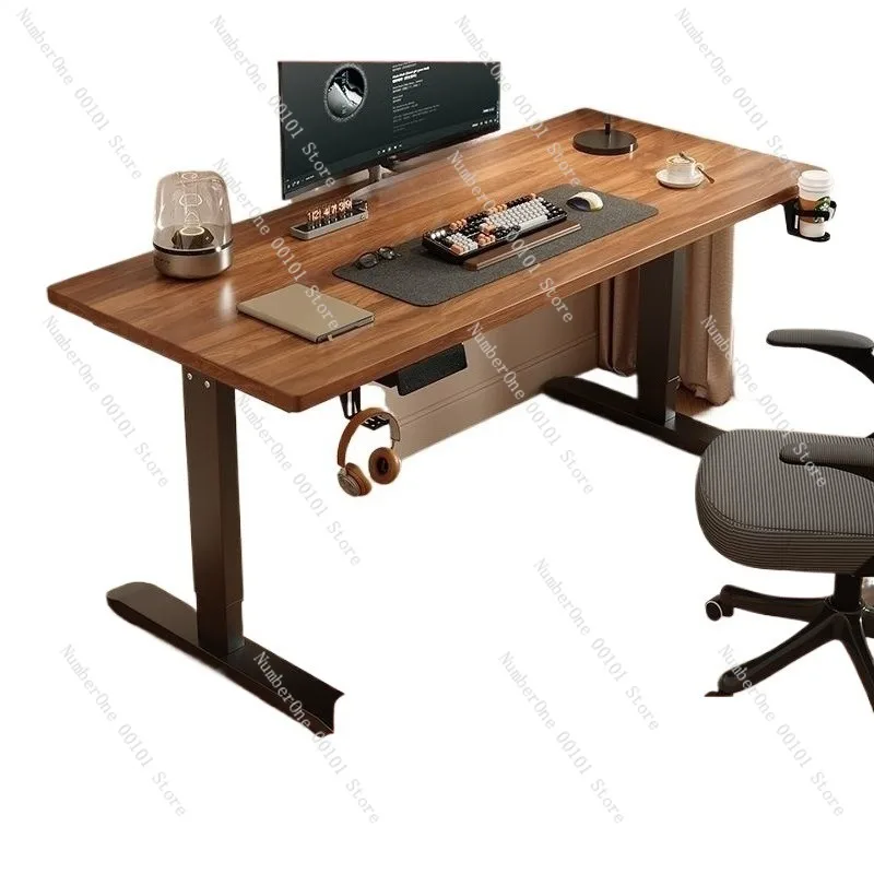 Ergonomic Solid Wood Smart Computer Desk Height Adjustable Study Table Home Office Workstation Gaming Desk Lift Writing Desk for
