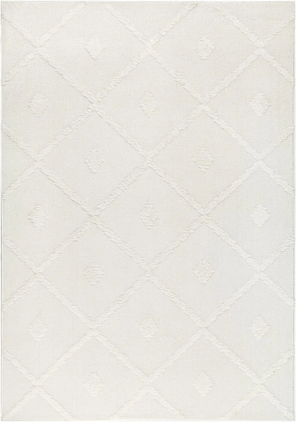 Palafito 8x10 Geometric Shag Diamond High-Low Pile Textured Indoor (White, 7'10