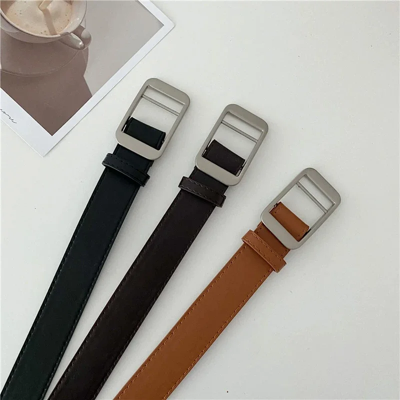 Unisex Free Size PU Leather Belt For Women No-Hole Buckle Luxury Designer Jeans Waist Belt Men Fashion Non-Porous Soft Waistband