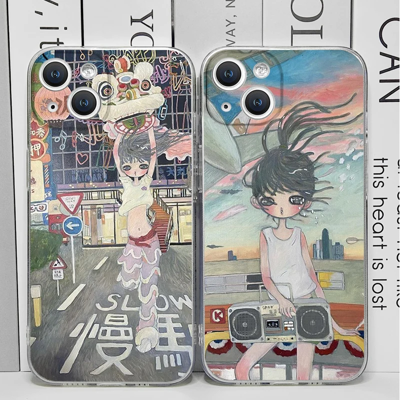 Aya Takano Japanese Phone Case for IPhone 16 Pro Max 15 14 13 12 11 PRO MAX Mini XS XR 7 8Plus Art Cartoon Aesthetic Cover Shell