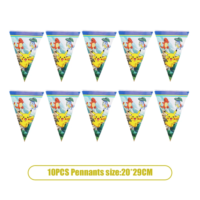 Pokemon Geburtstagsparty-Zubehör, Pikachu-Luftballons, Geschirr, Tischdecke, Teller, Serviette, Banner, Hintergrund, Geburtstagsdekoration für Kinder