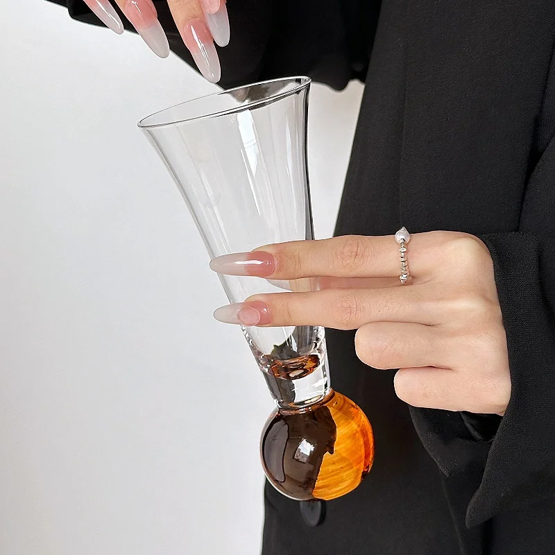 Niche Creative Crystal Glass Cocktail Glass High-value Ball Champagne Glass Cold Drink