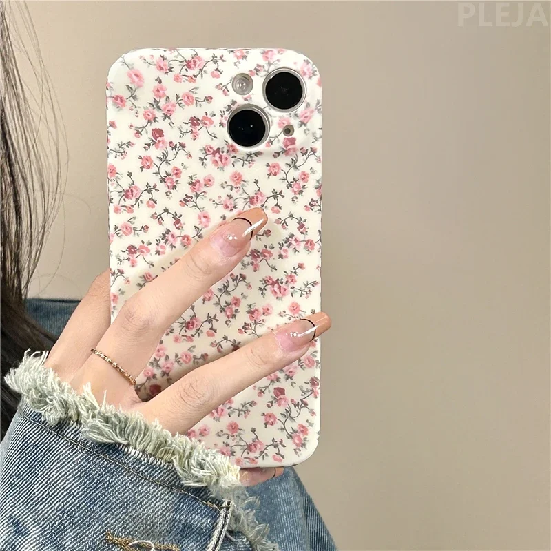 Little Cute Floral Flower Silicone Phone Case for Apple iPhone 15 14 ProMax 13 12 Pro Max 11 Cover Lens Protect Women Soft Cases