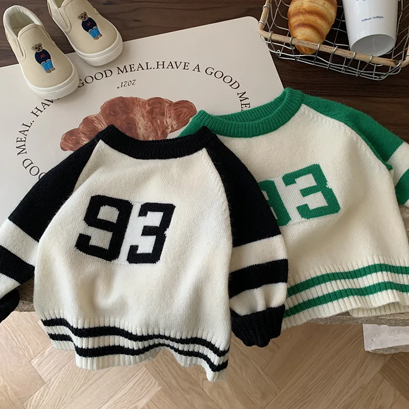 Children Sweaters Autumn Winter Boys Sweaters Knitwear Girls Digital Pullover Baby Knitted Clothes Sweatshirt Knitted Sweater