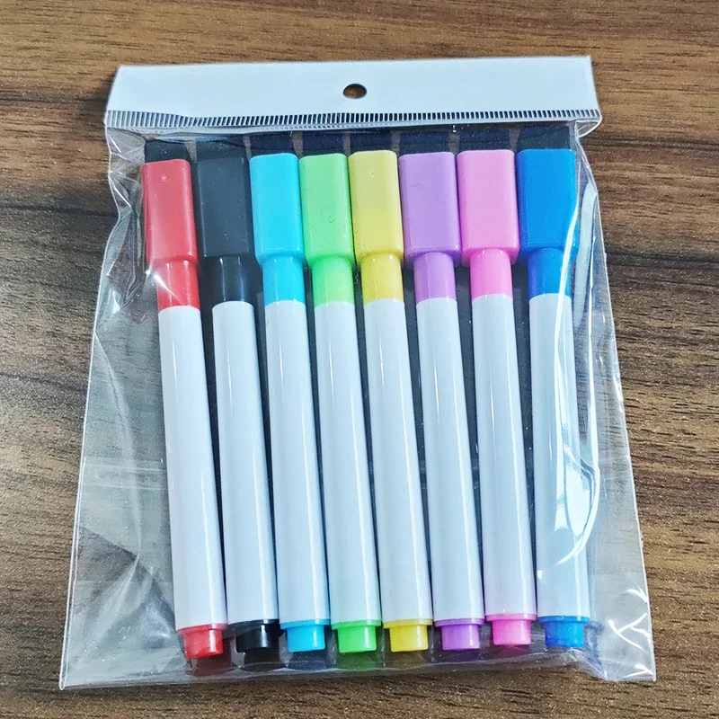 8Pcs Portable Durable Multi-Functional White Board Markers Magnetic Whiteboard Pen for Office School Classroom Supplies