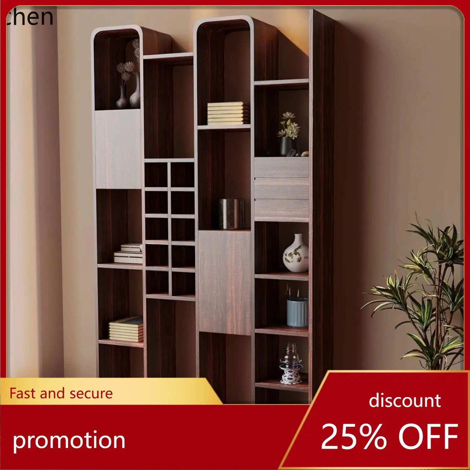 

HXL Painted Bookshelf Bookcase Living Room Storage Rack Decorative Partition Cabinet Curio Cabinet