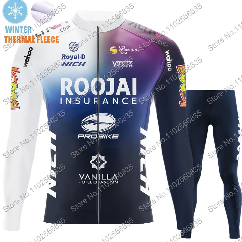 Team Roojai Insurance 2024 Cycling Jersey Set Men Long Sleeve Cycling Clothing Suit MTB Bike Road Pants Bib Maillot