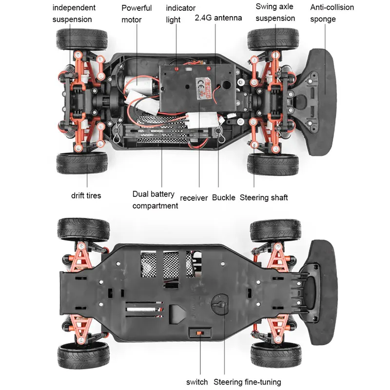 1:10 70km/h Remote Control Car 4wd High Speed Drift 2.4g Rc Car Shock Absorber Anti-collision Rc Toys Christmas Gift