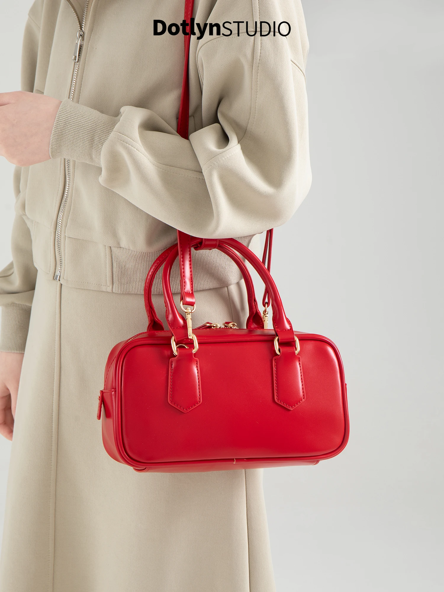 Dotlyn Koreaanse Sle Retro Koffie Bruin Bowlingtas Dames Handtas Crossbody Tas Zacht PU Leer Dagelijks Gebruik oulder Tas