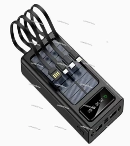 

20000mAh Solar Mobile Power Supply, Built-in Cable, Two-way Fast Charging and LED Lighting, Compatible with Mobile Phones