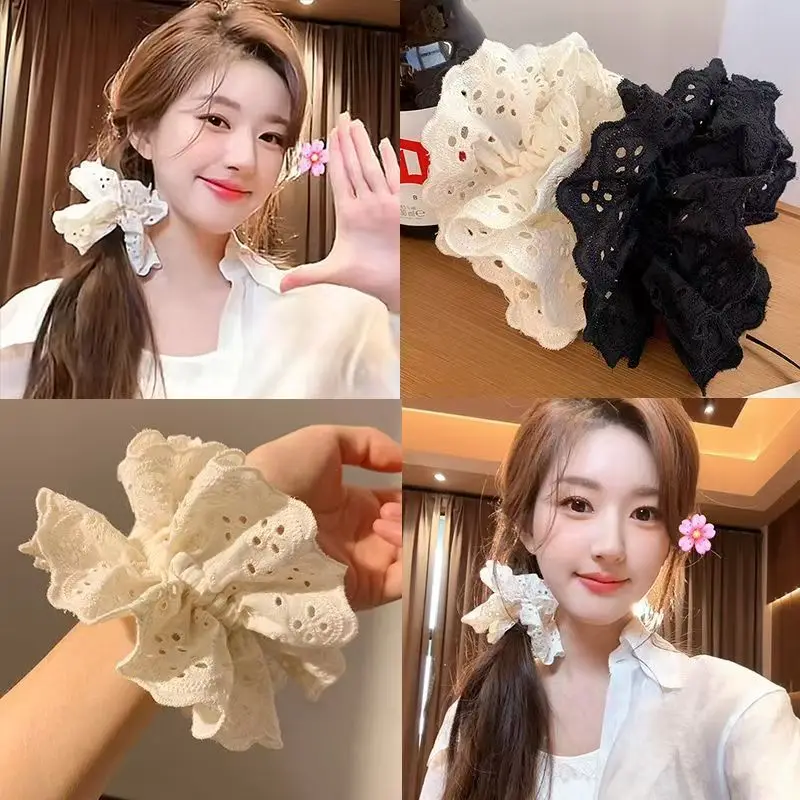

Двухслойные резинки для волос с элегантной вышивкой и ажурным кружевом, модные аксессуары для волос для женщин и девушек
