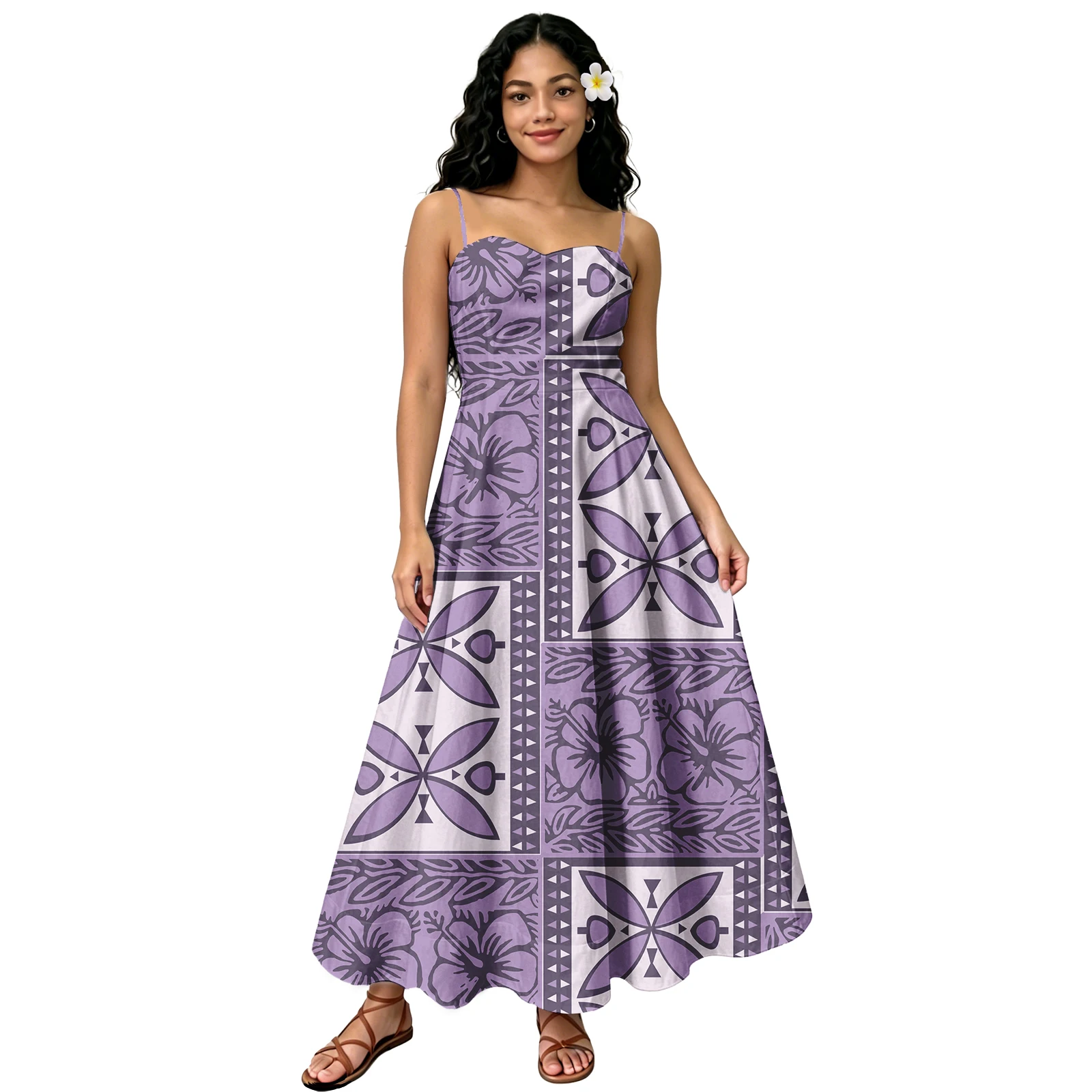 Brand New Cozy Holiday Party Ladies Island Formal Halter Long Dresses Fashion Elegant Women's Sweetheart Neckline Hawaiian Dress