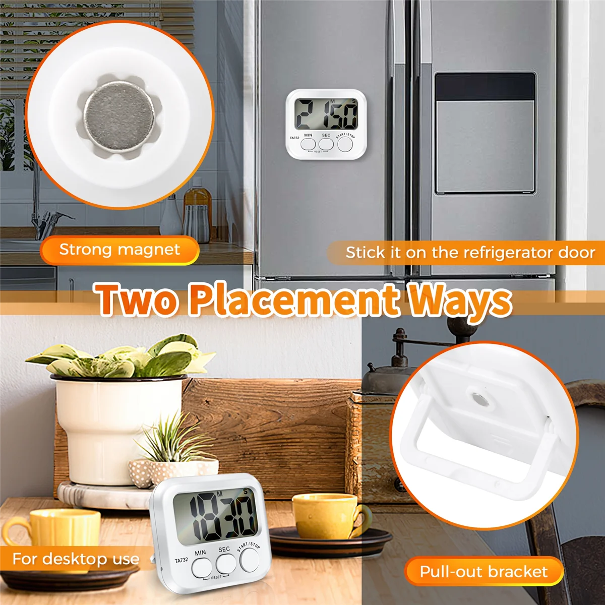 Digital Kitchen Timer, Large Screen Large Font Display, Magnetic Back Cooking Timer, Loud Alarm