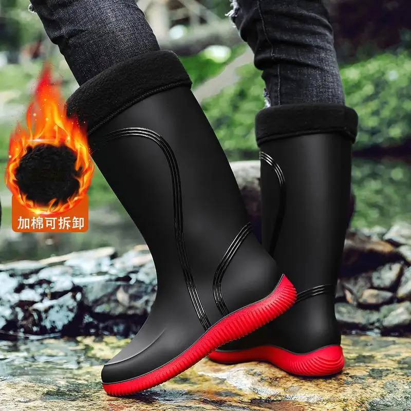 Platform Snow Boots Men\'s 2023 New Winter Double Face Leather Short Ugg Fleece-lined Thickening Thermal Cotton Shoes