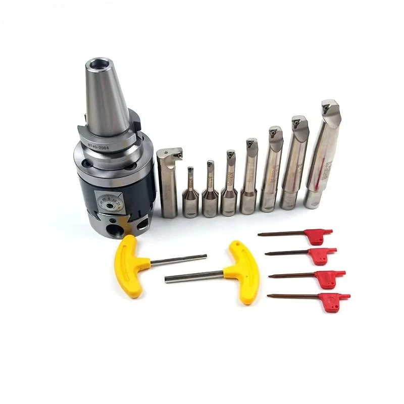 NBH2084 Fine Adjustment Precision Boring Head Set Compatible with BT30/BT40/NT30/NT40/SK/SK40 Tool Holders 8-Piece Boring Bar