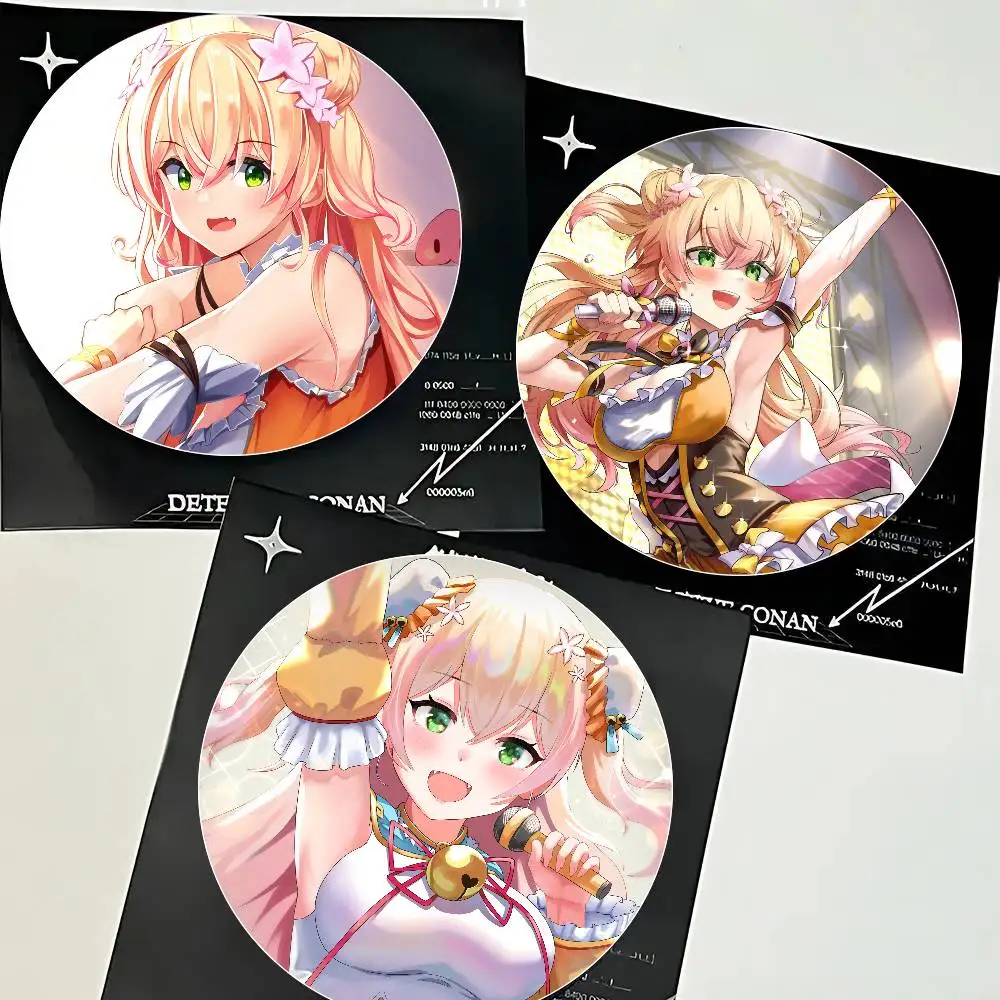 Momosuzu Nene Anime Hololive Round Badge Lapel Pins For Backpacks Briefcase Laser Brooch Clothes Gifts