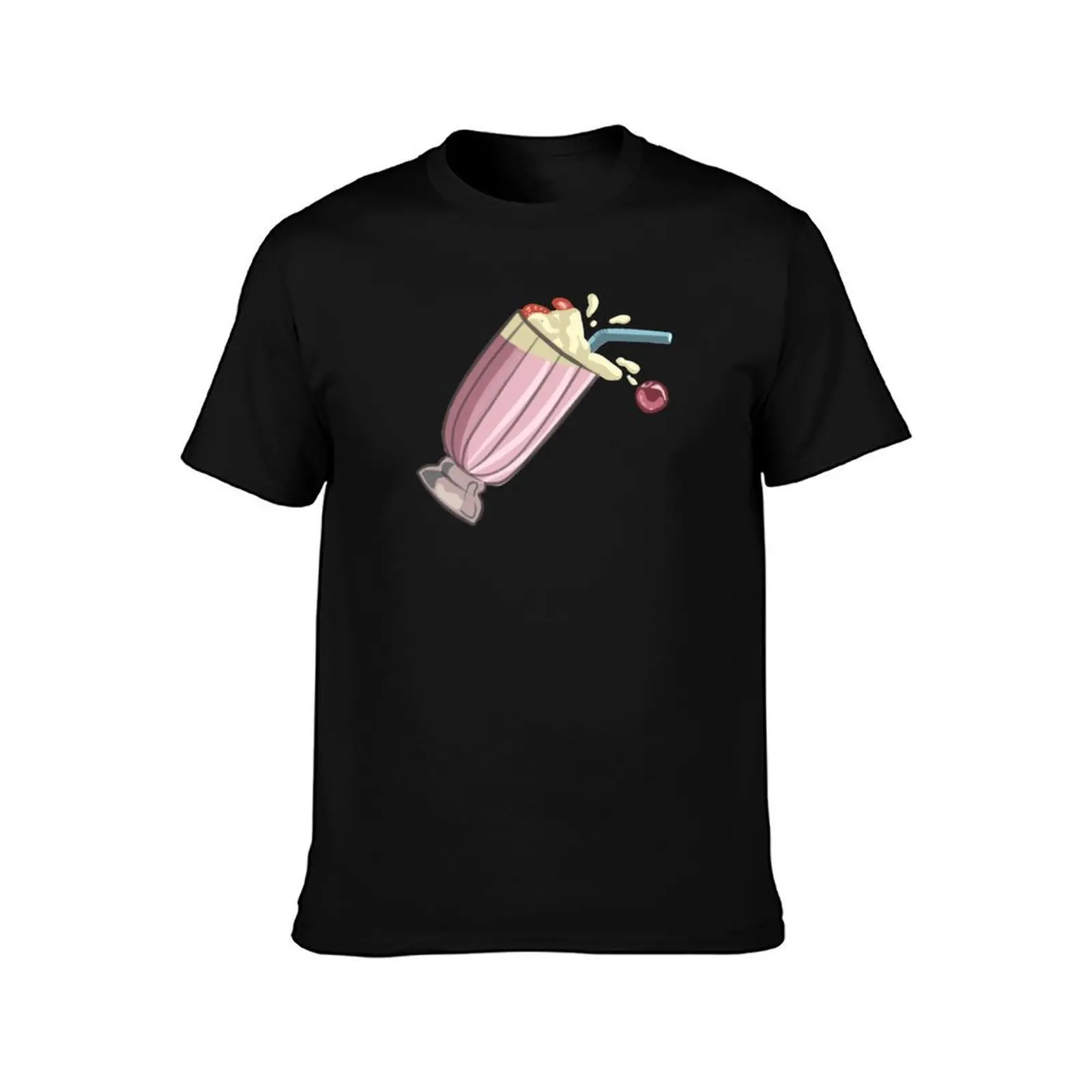 Danger! Milkshake Spilling T-Shirt Summer Casual Cotton Tee Oversized Streetwear Tops Vintage Graphic Print Unisex Men Women
