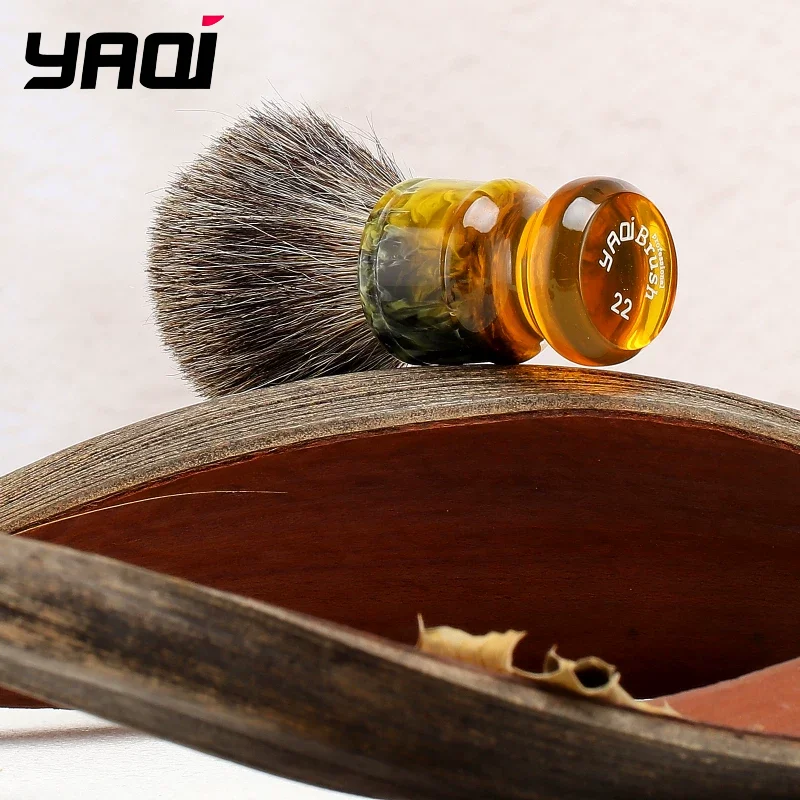 2026 YAQI 22MM Sagrada Familia Pure Hair Shaving Brush with Resin Handle Men's Wet Shave Portable Grooming Tool