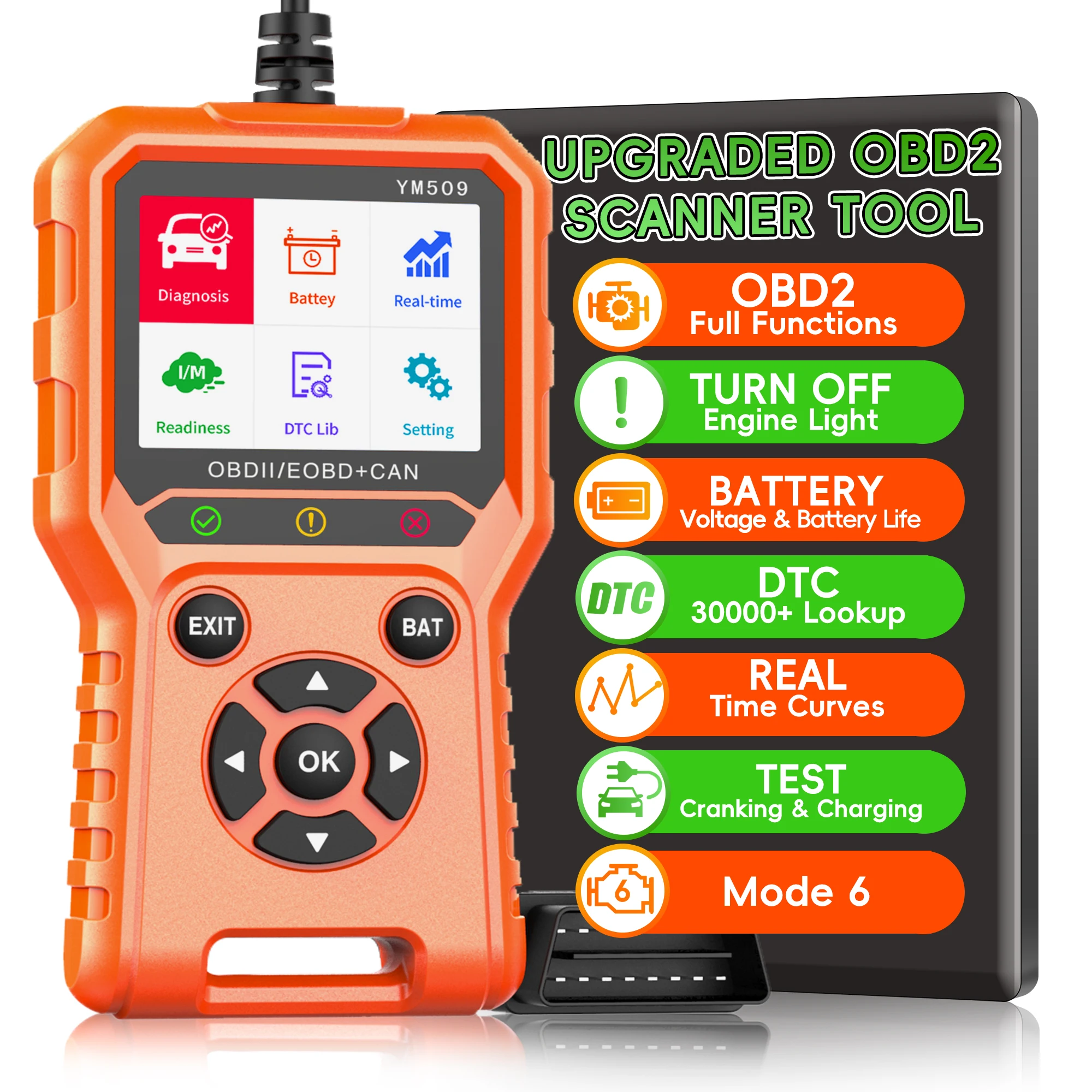 Professional OBD2 Scanner Diagnostic Tool, Enhanced Check Engine Code Reader with Reset OBDII/EOBD Car Diagnostic Scan Tools