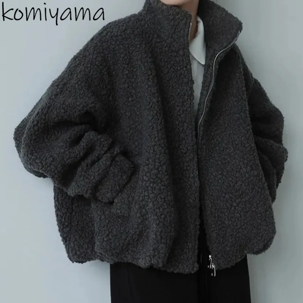 

Теплая куртка Chaquetas De Mujer с воротником-стойкой, пушистая плюшевая куртка 2025 года, осенне-зимние куртки Japan Ropa Mujer, винтажные жилеты на молнии, женские жилеты